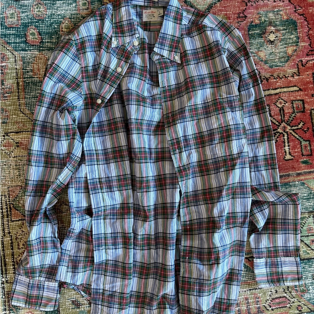 Jcrew poplin slim secret wash multicolor Plaid Shirt